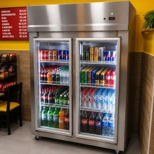 Expositor Vertical Refrigerado com Portas em Aluminio
