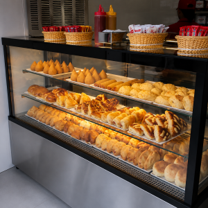 Vitrine Quente para Salgado com Vidro Pintado Laminado